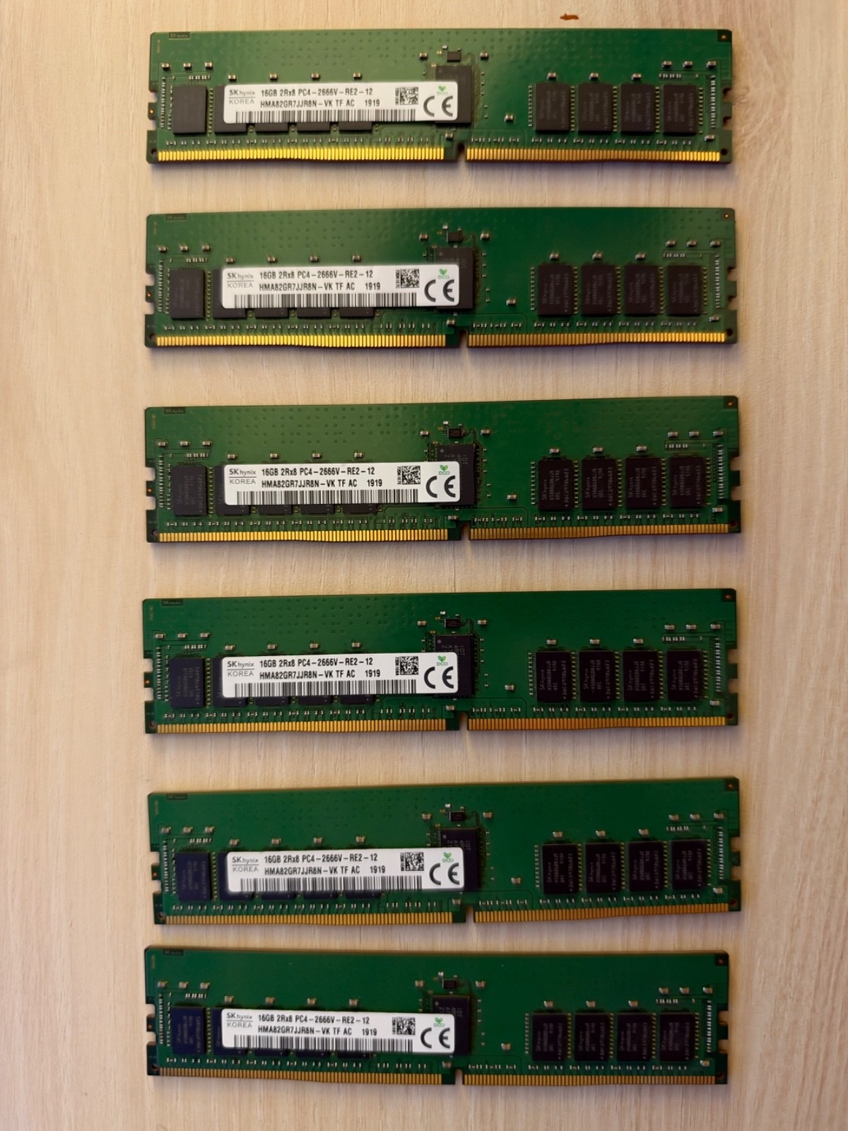 SK Hynix HMA82GR7AFR8N-VK 16GB DDR4-2666 SDRAM Memory Module Lot of 6 - 92GB