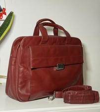 Vintage Samsonite Burgundy Red Leather Briefcase Laptop Bag 15” Work Bag picture