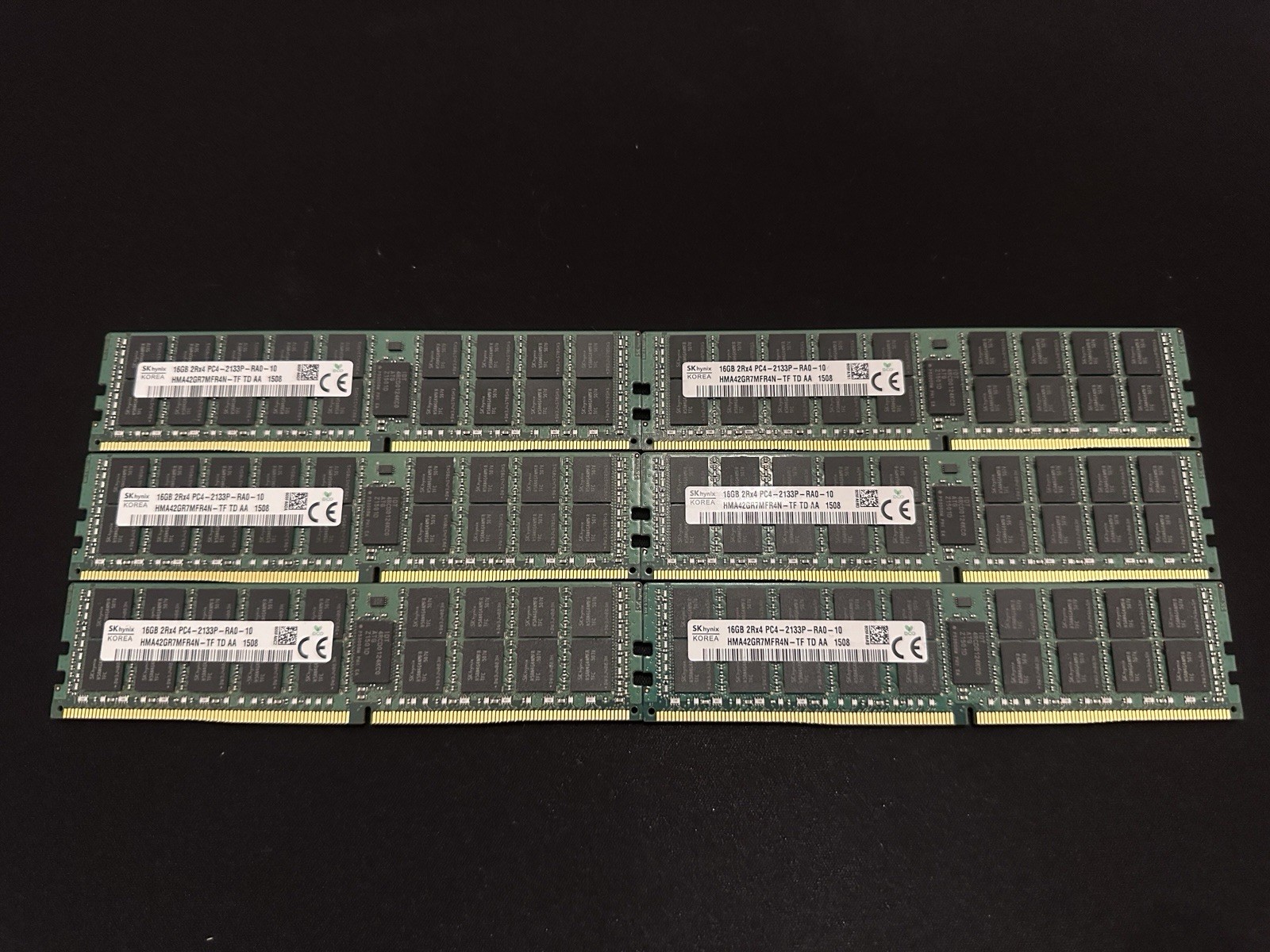 LOT OF 6 SK hynix HMA42GR7MFR4N-TF 16GB 2Rx4 PC4-2133P Server Memory RAM LOT OF 6 SK hynix HMA42GR7MFR4N-TF 16GB 2Rx4 PC4-2133P Server Memory RAM