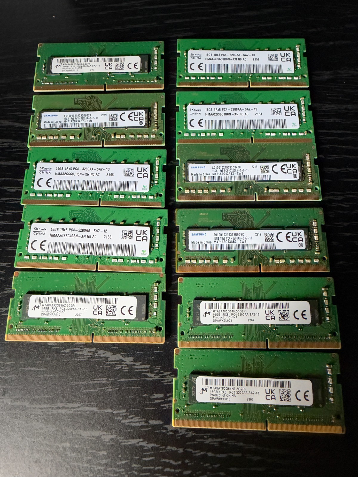 LOT OF 11 - 16GB DDR4-3200AA SODIMM PC Laptop Memory RAM