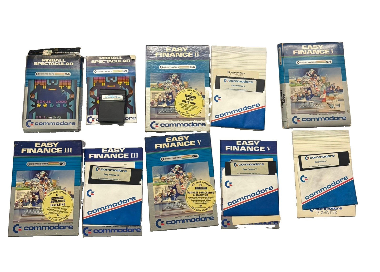 VTG Commodore 64 Easy Finance I II III V 5.25 Floppy Disk Software Lot And Game