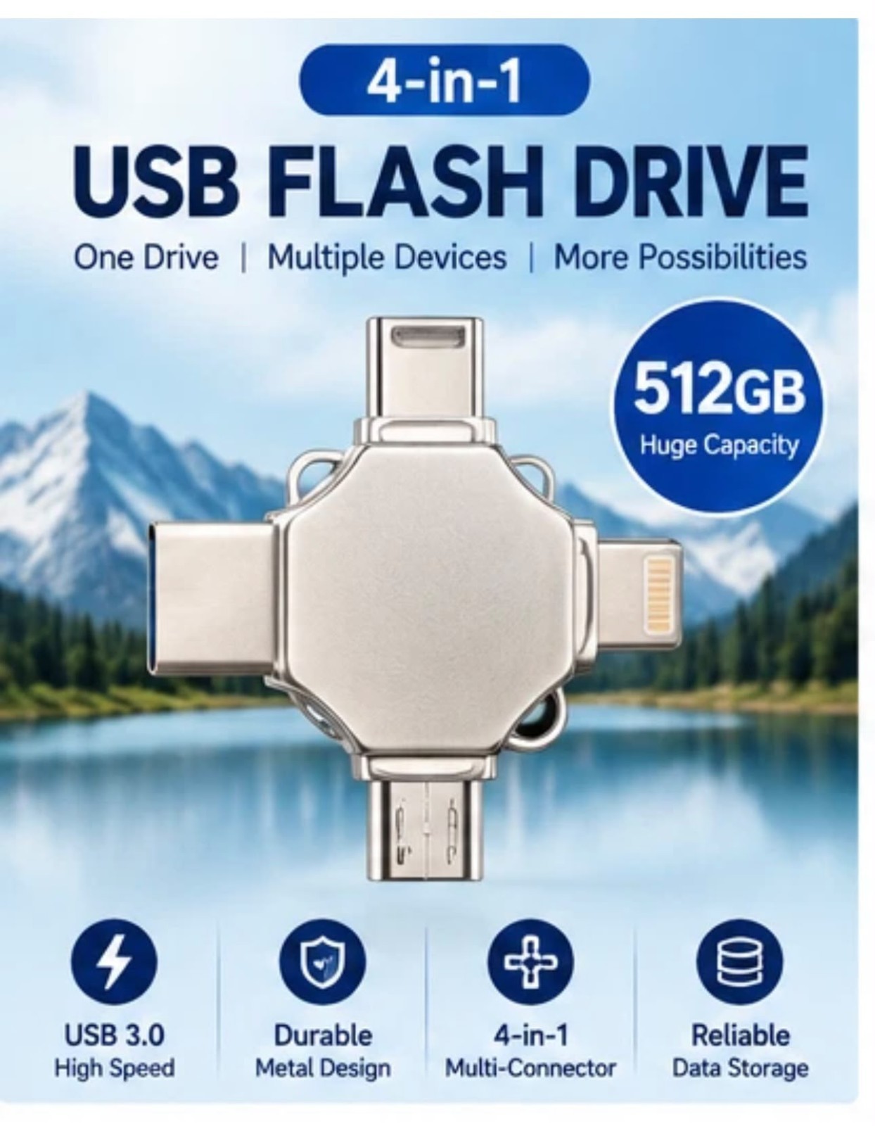 512GB Photo Stick Backup Flash Drive for iPhone Android Mac PC 512GB Photo Stick Backup Flash Drive for iPhone Android Mac PC