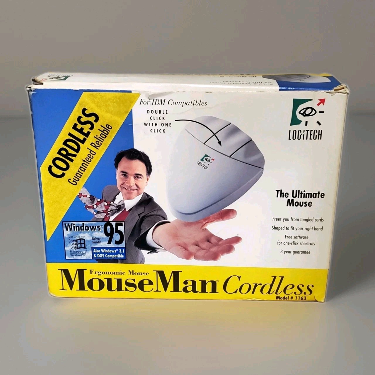 Vintage 1994 Logitech MouseMan Cordless 3 Button Serial PC Mouse Open Box 1163 Vintage 1994 Logitech MouseMan Cordless 3 Button Serial PC Mouse Open Box 1163