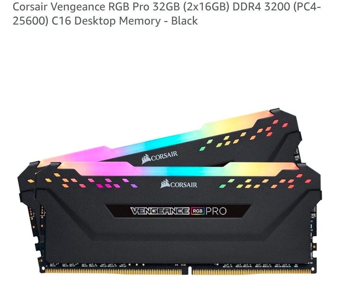 Corsair Vengeance RGB Pro 64GB (4 x 16GB) DDR4 DRAM 3600MHz C18 Memory Kit -...