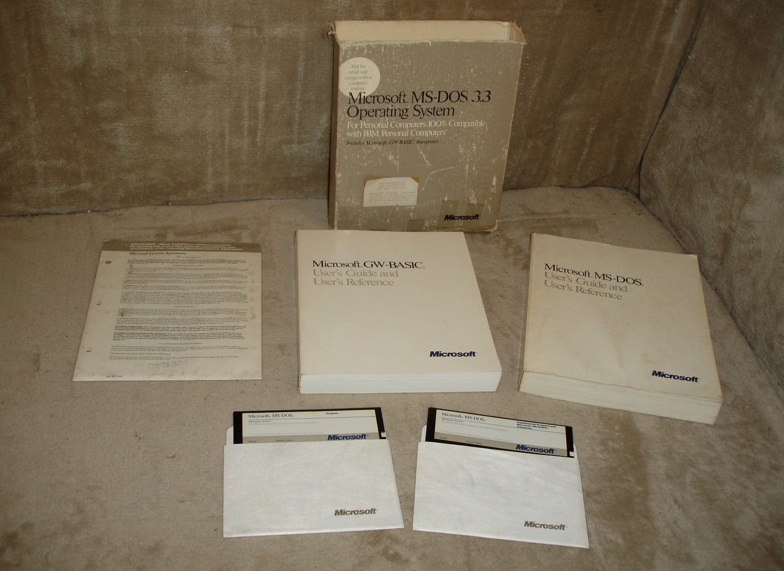 Vintage 1987 Microsoft MS-DOS 3.3 Complete with GW-BASIC in Box with 5.25