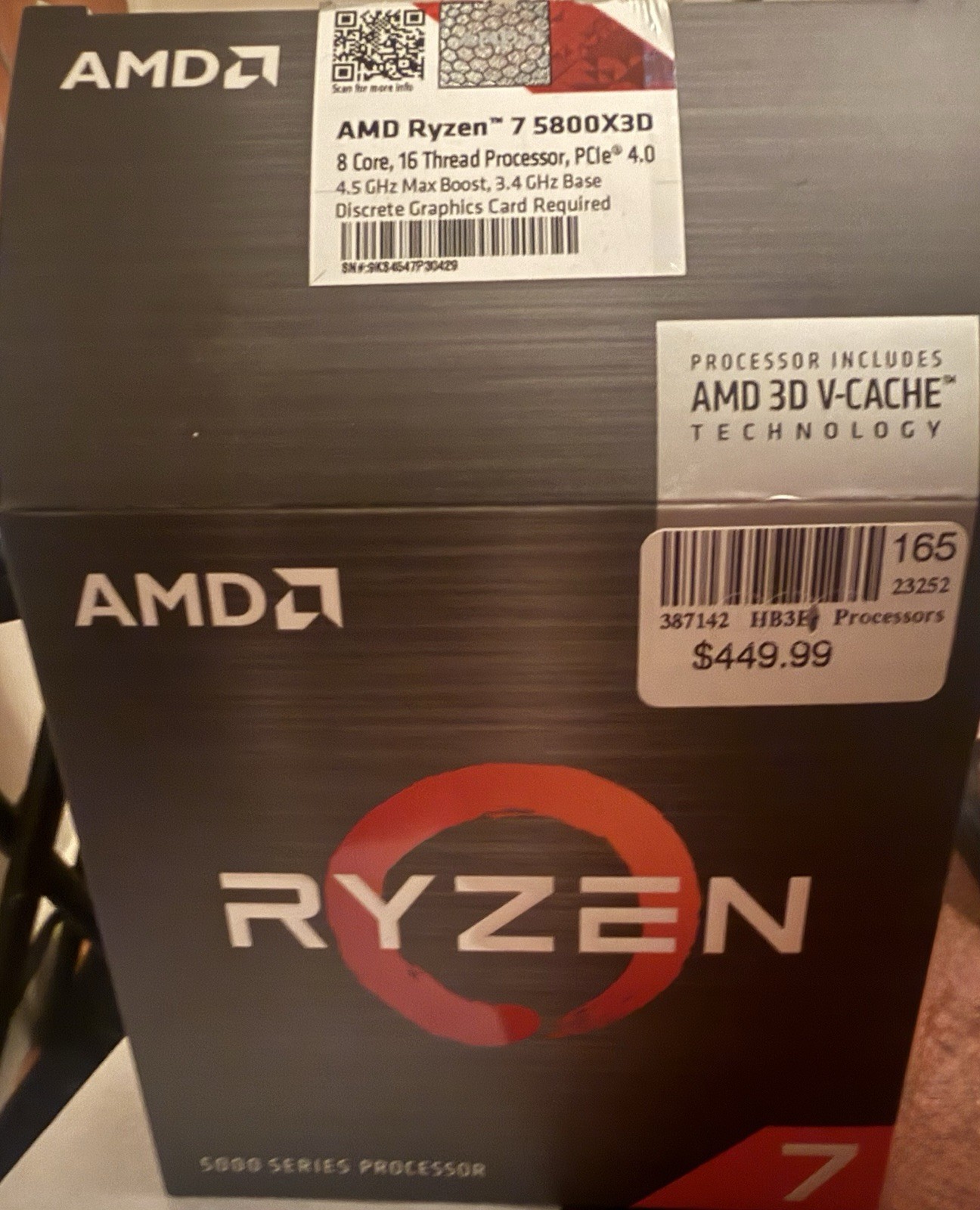 AMD Ryzen 7 5800X3D 8-Core 16-Thread CPU Processor