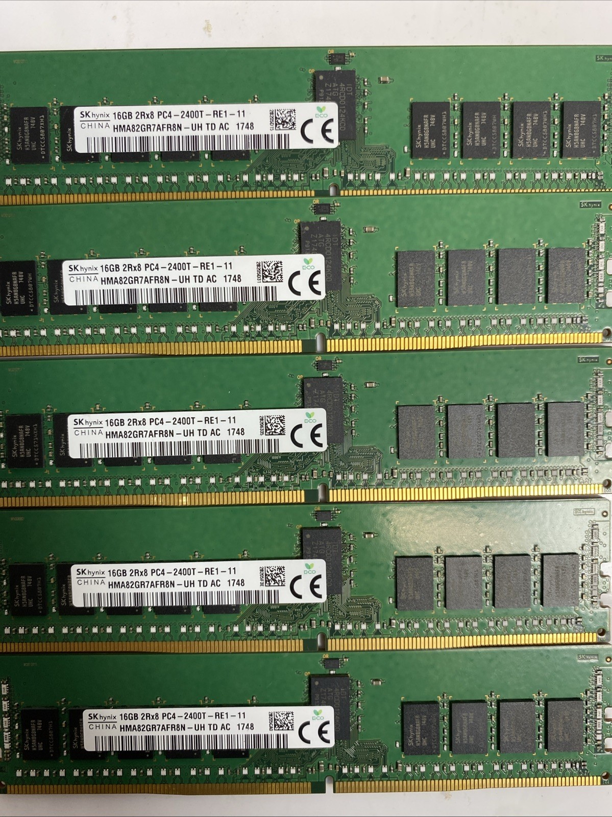Lot of 5- SK Hynix 16GB 2Rx8 PC4-2400T-RE1-11 ECC Server Memory HMA82GR7AFR8N-UH
