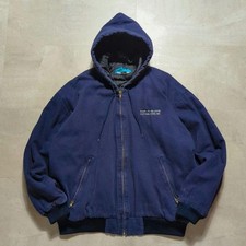 90s Vintage Corporate Embroidered Logo Padded Duck Jacket, Size 2XL, Navy, Thick picture