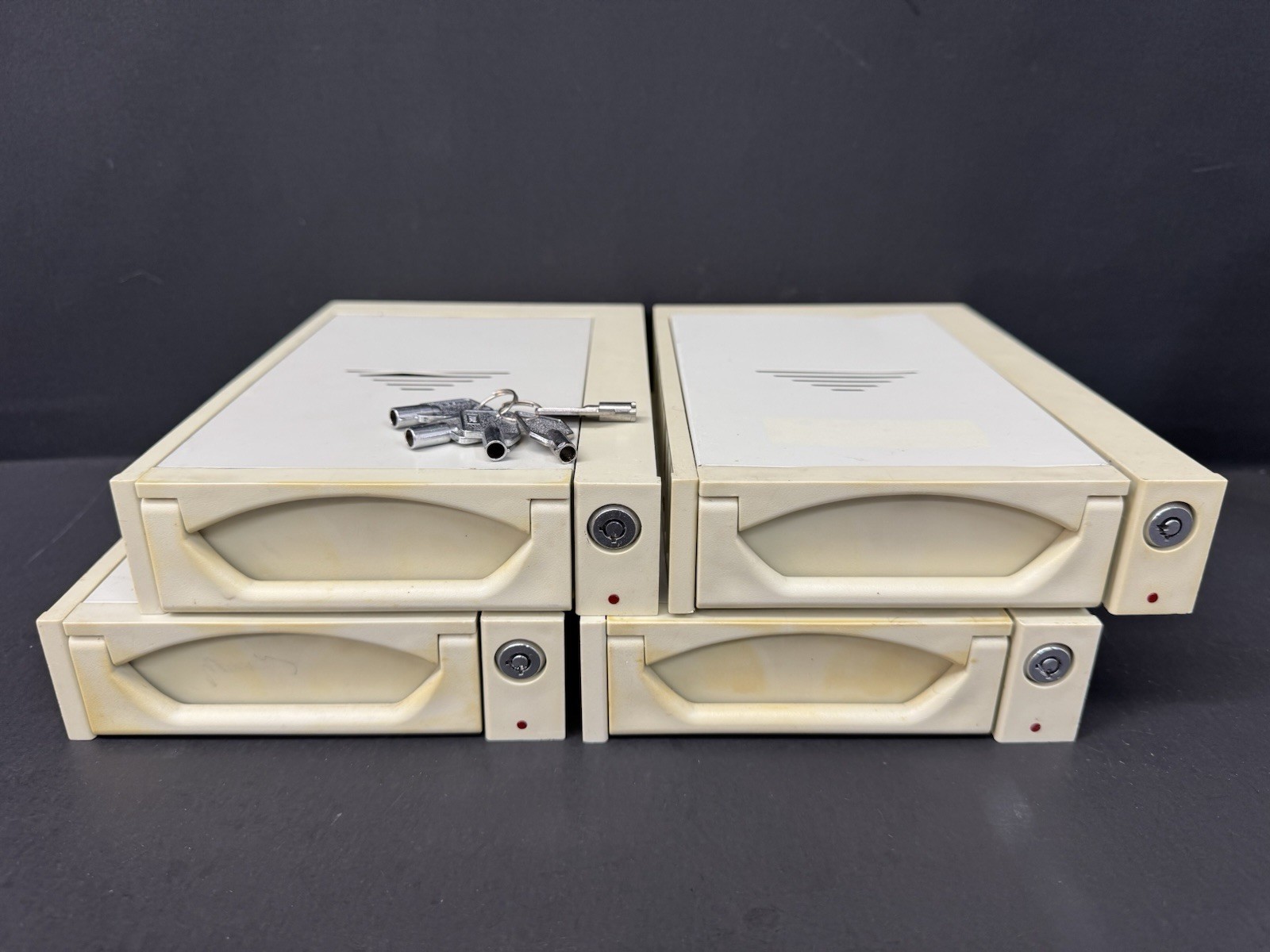 Lot of 4 Vintage IDE PATA Removable HDD Hard Drive Caddies w/ Keys Parts