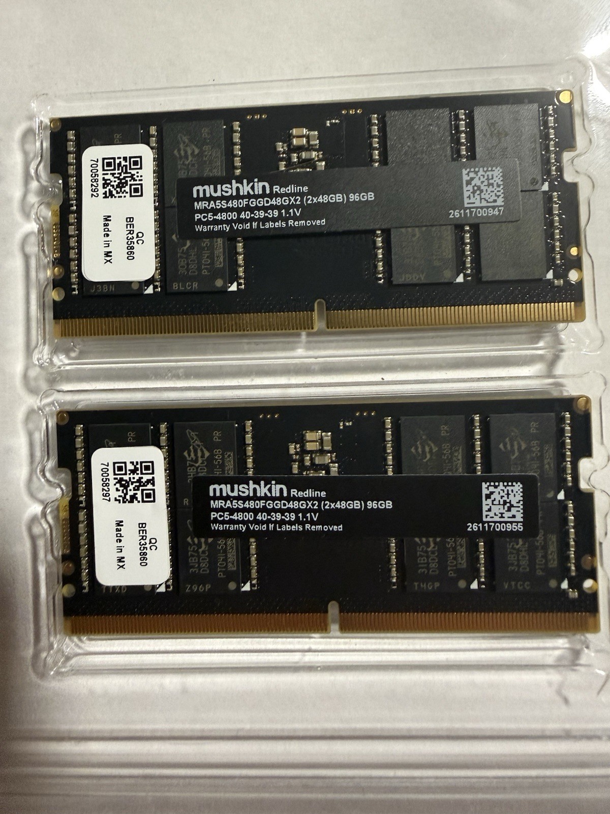 Mushkin 96GB Kit (2x48GB) DDR5 4800mhz SODIMM LAPTOP Memory MRA5S480FGGD48GX2 Mushkin 96GB Kit (2x48GB) DDR5 4800mhz SODIMM LAPTOP Memory MRA5S480FGGD48GX2