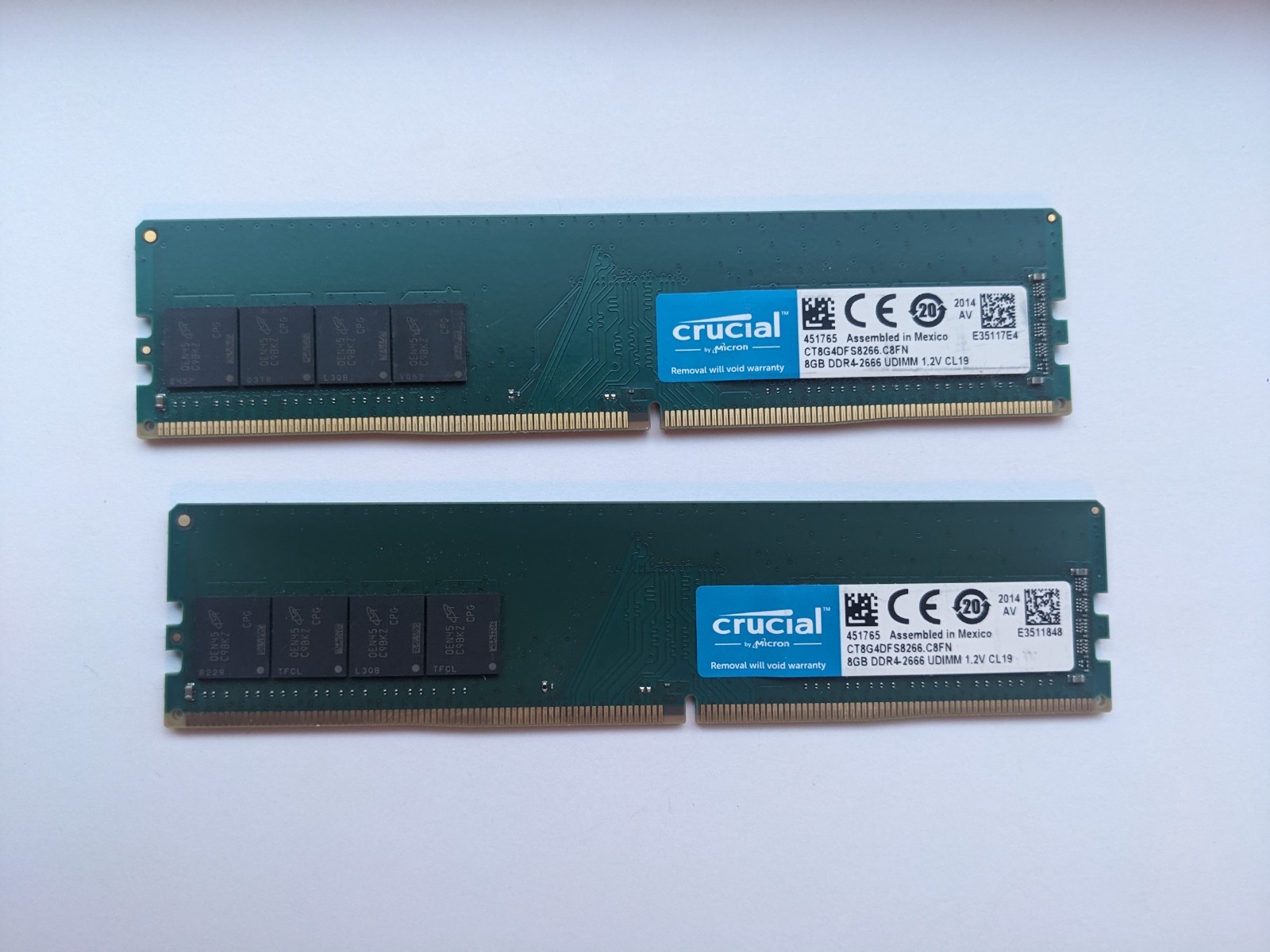 Crucial 16GB 2x8GB DDR4-2666 Desktop RAM CT8G4DFS8266 Tested Working