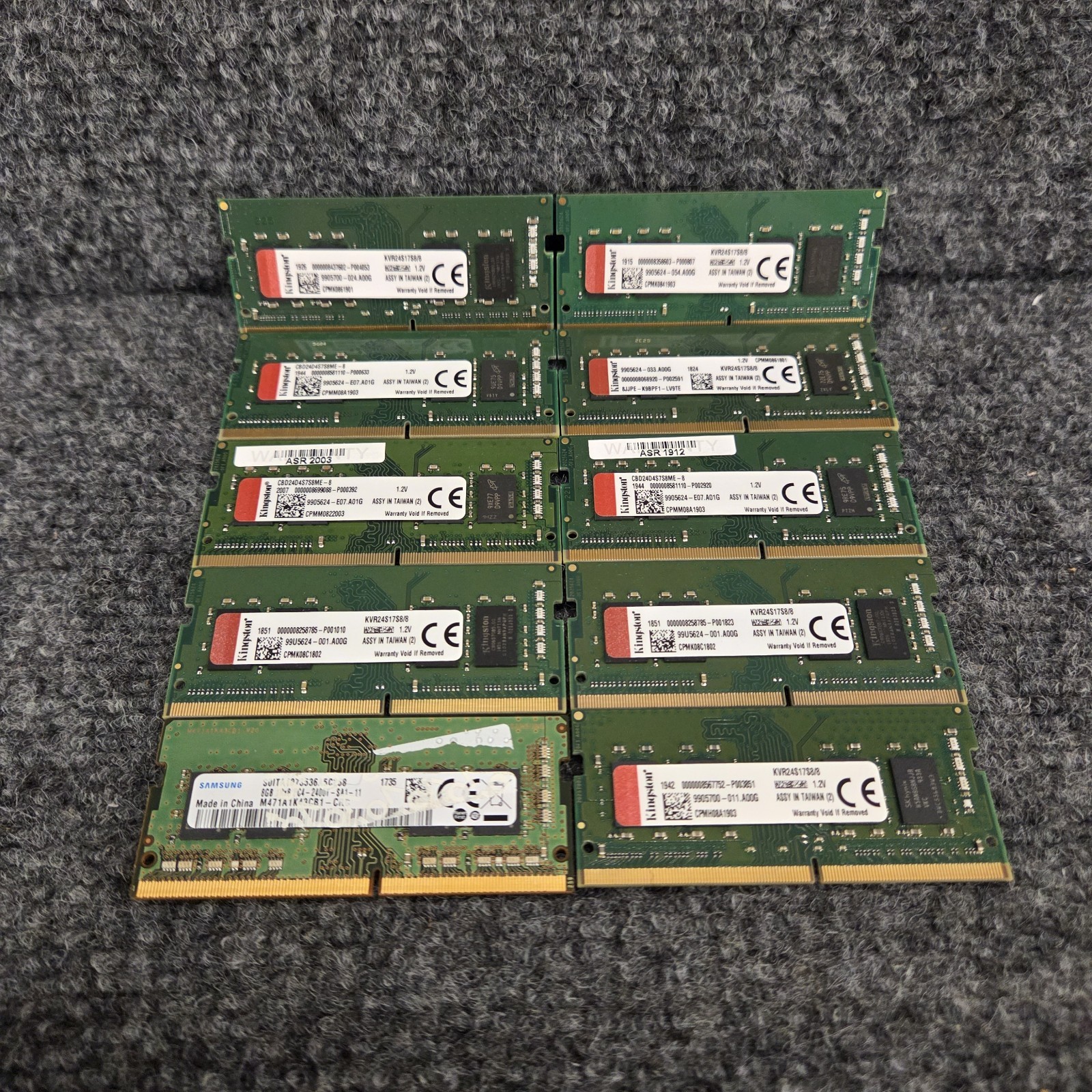 LOT OF 10  8GB DDR4 PC4-2400T 1Rx8 Laptop SODIMM Memory RAM