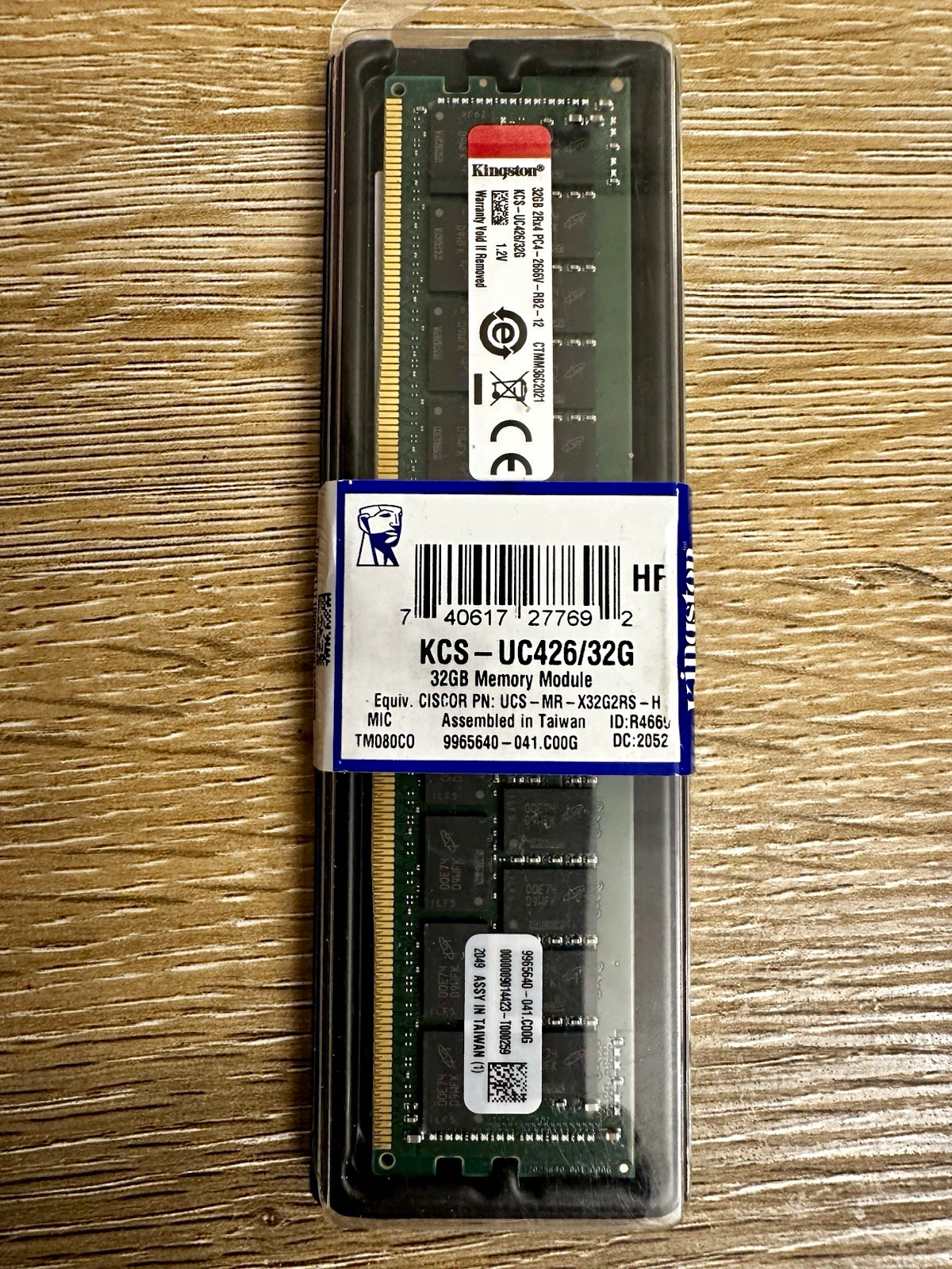 Kingston 32GB DDR4-2666 PC4-21300 288-Pin DIMM Non-ECC Unbuffered