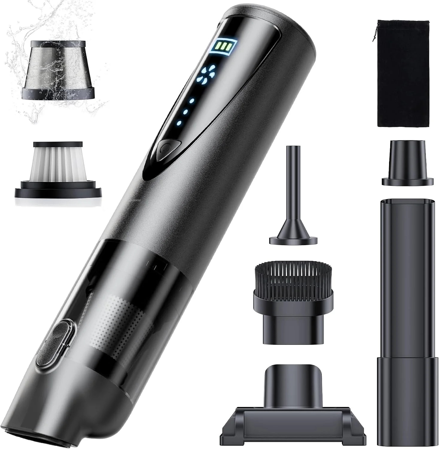Car Vacuum Portable Cordless, 20000Pa 4-in-1 Vacuum & Air Duster