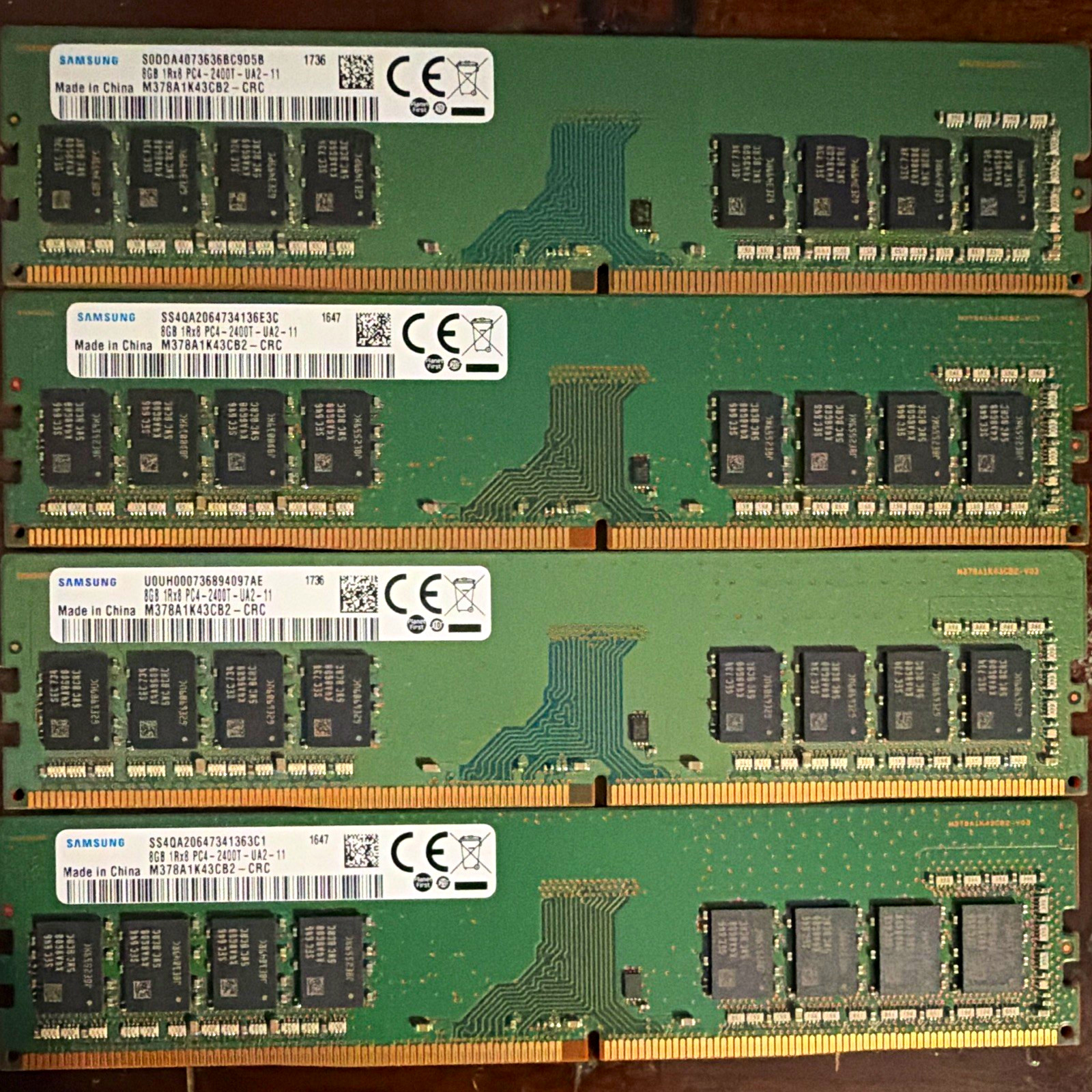 Samsung 32GB (4x8GB) DDR4 288-Pin DIMM PC4-2400T Unbuffered RAM