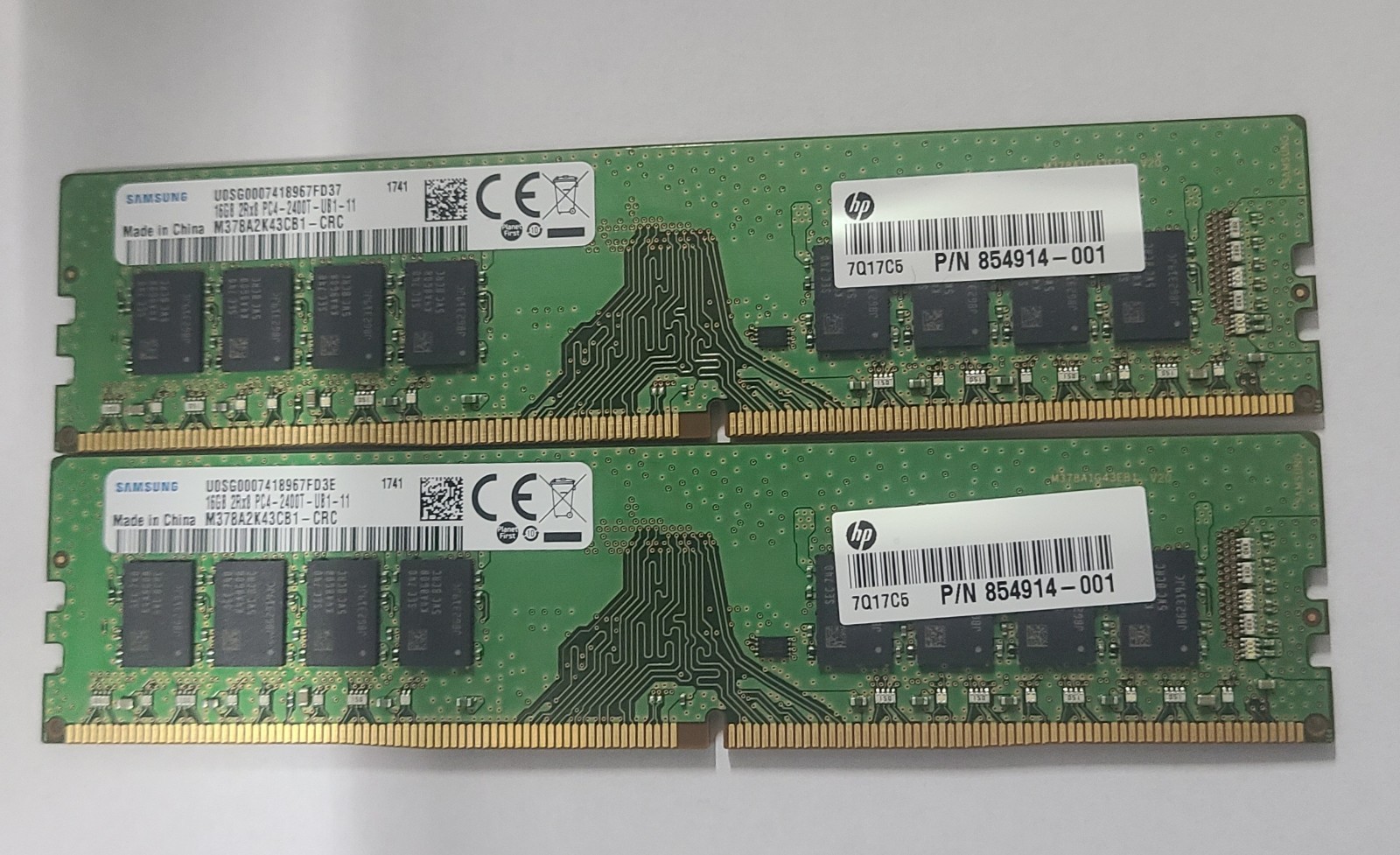 2 x Samsung 16GB m378a2k43cb1-crc RAM DDR4 2400 MHz - HP 854914-001