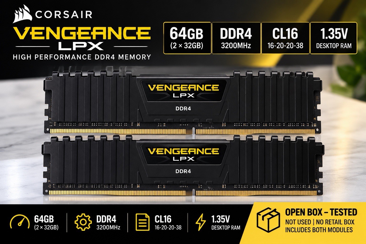 Corsair Vengeance LPX 64GB (2x32GB) DDR4-3200 DIMM 288-Pin CMK64GX4M2E3200C16