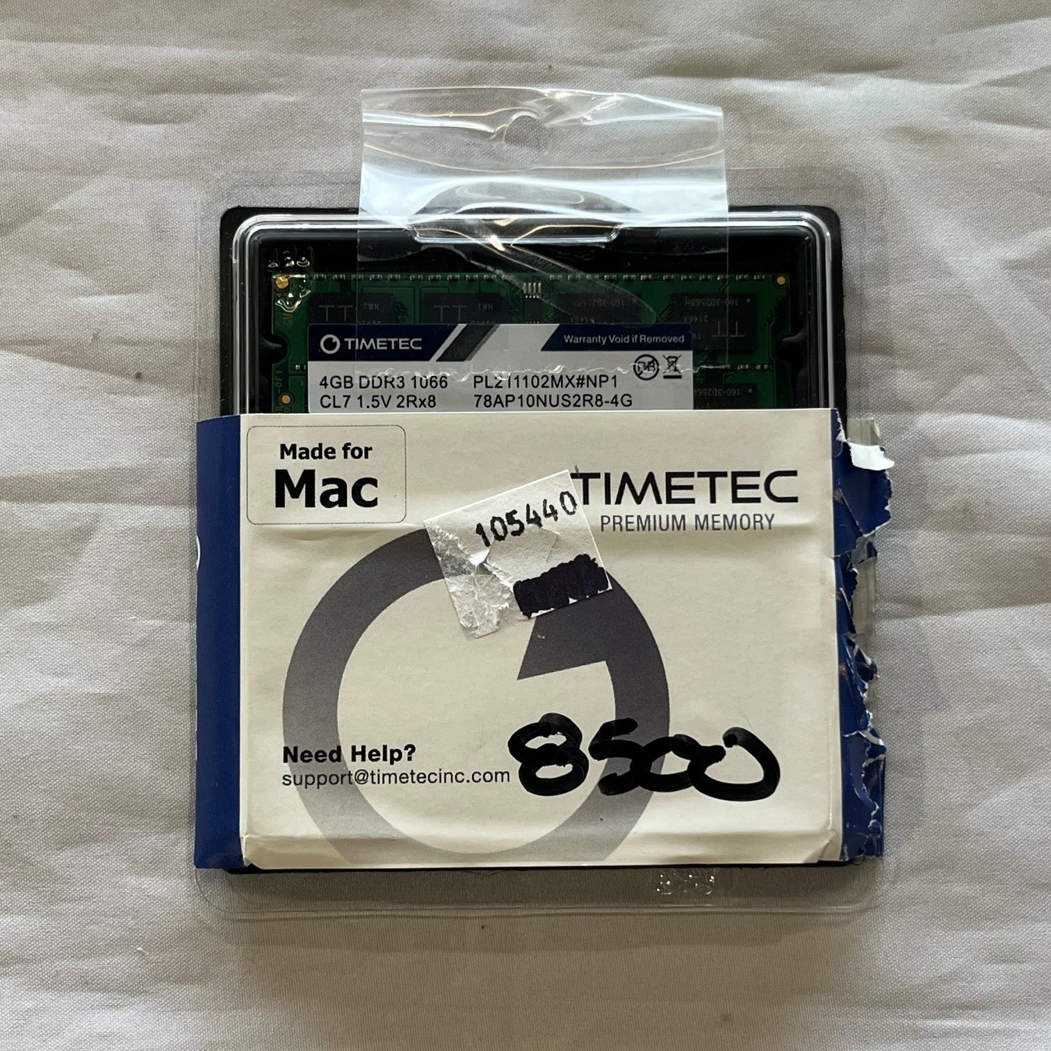 MAC Timetec 8GB DDR3 KIT 1066 CL7 1.5V 2RX8 (PL211102MX#NP1) 78AP10NUS2R8-4G