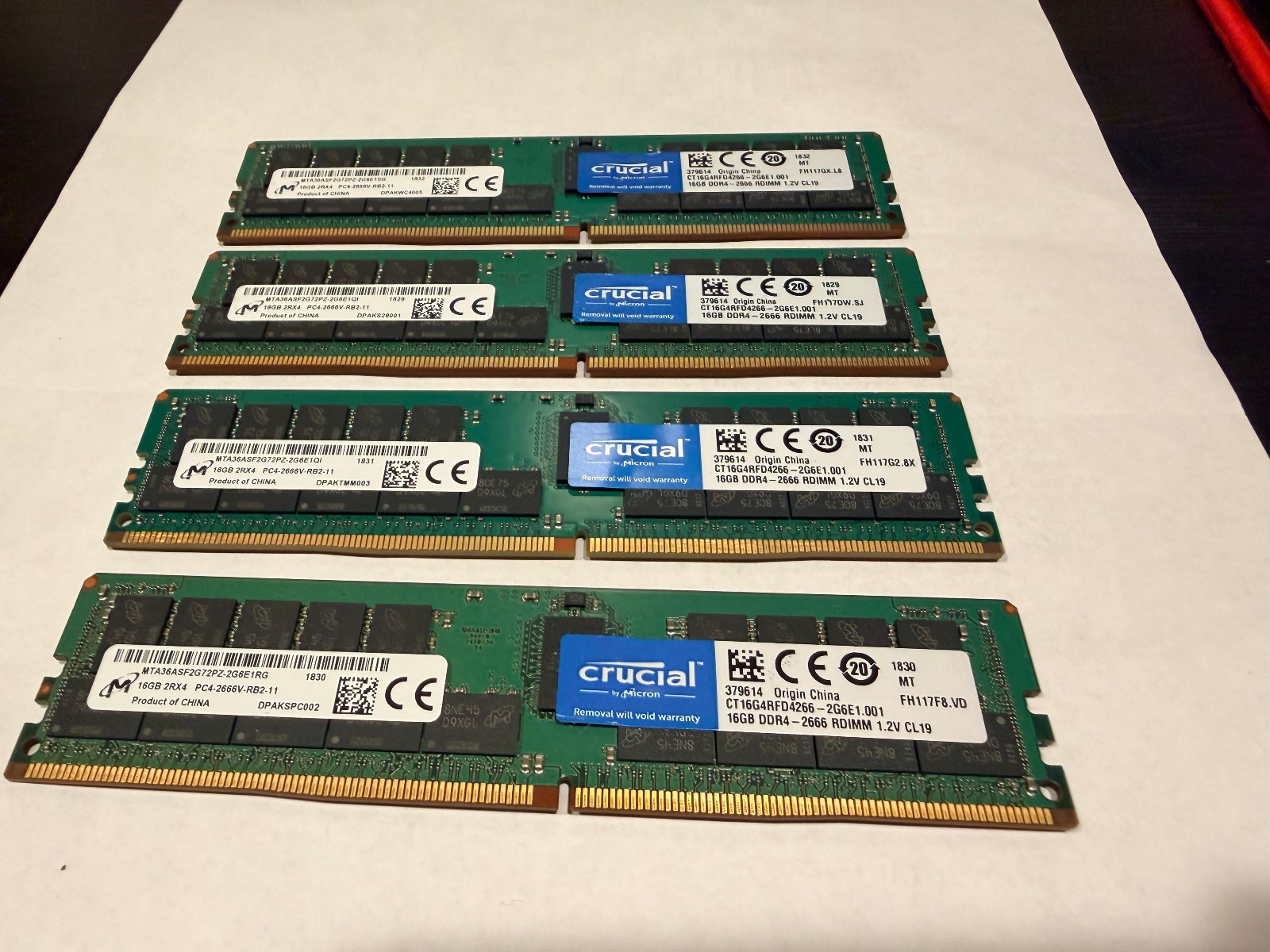 Lot 4x 16GB (64GB) CT16G4RFD4266 Crucial / Micron ECC Server memory