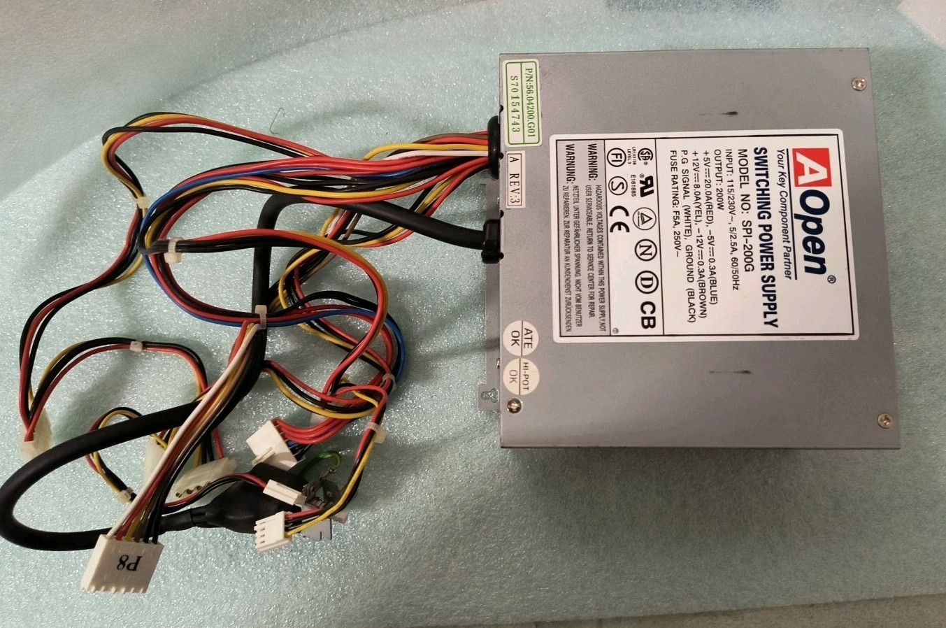 VINTAGE AOPEN MODEL SPI-200 200W AT POWER SUPPLY WITH SWITCH DS-PS-8 VINTAGE AOPEN MODEL SPI-200 200W AT POWER SUPPLY WITH SWITCH DS-PS-8