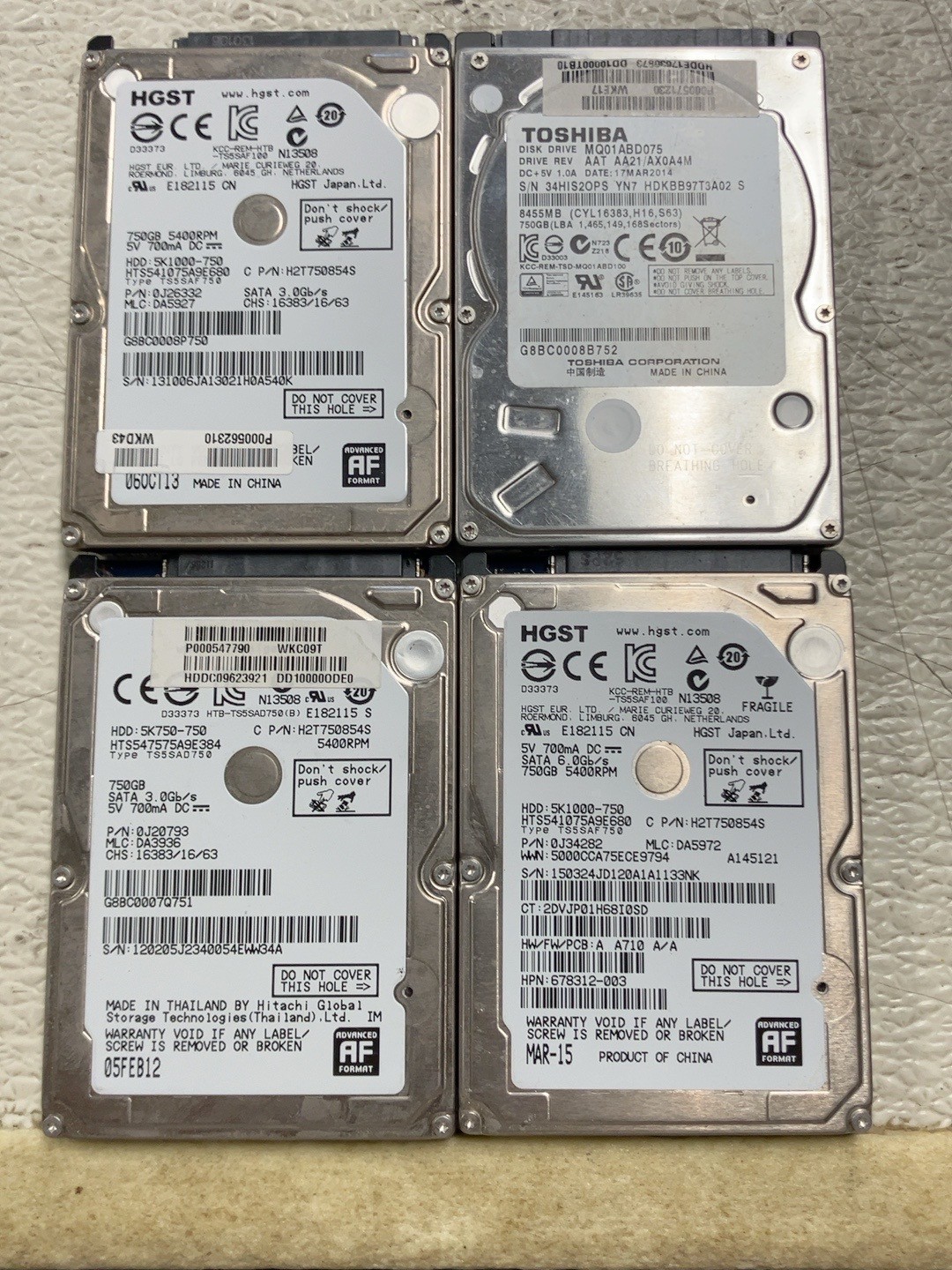 Lot of 4 750GB 2.5 Lot of 4 750GB 2.5