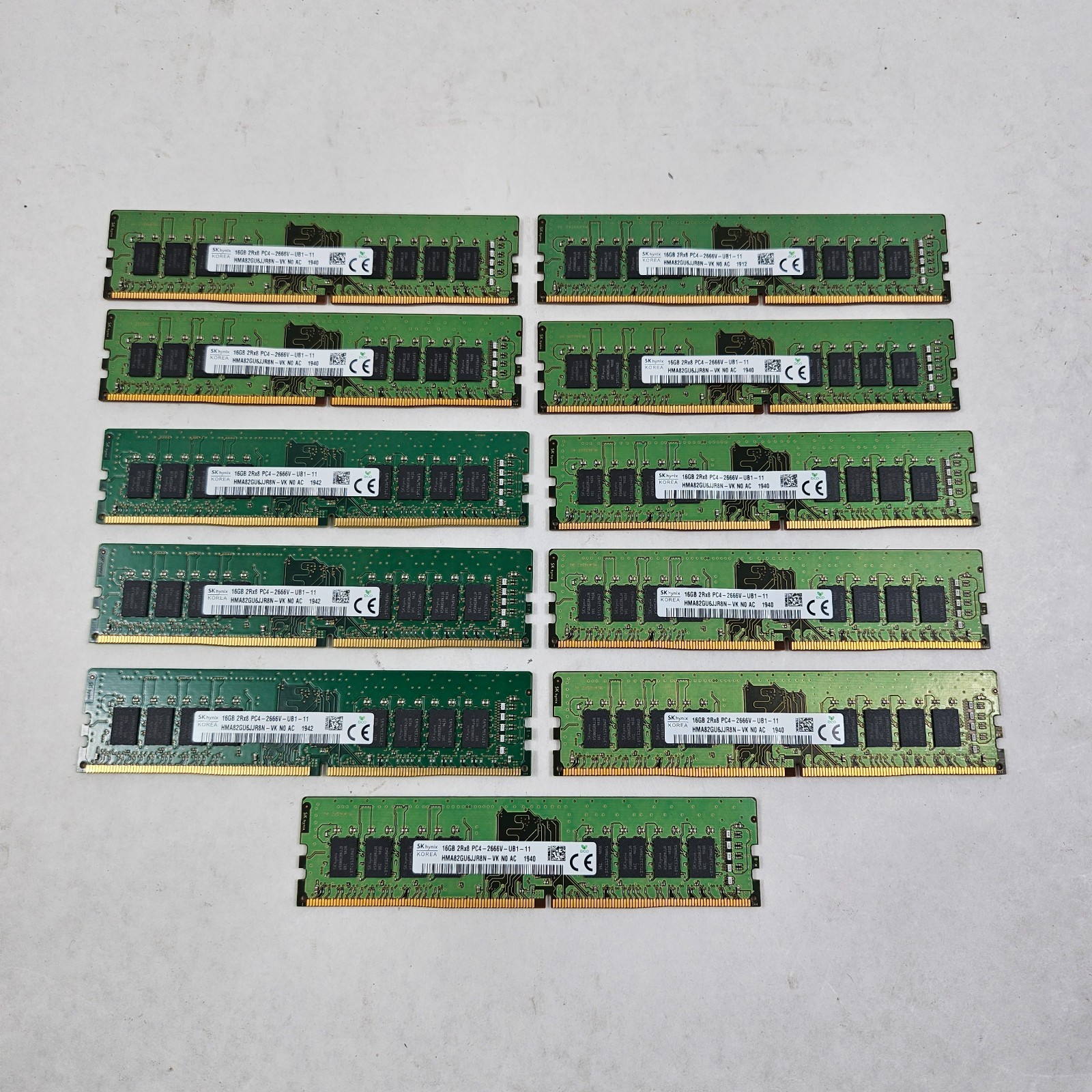 Lot of 11 SK Hynix 16GB HMA82GU6JJR8N-VK DDR4 PC4-2666V UDIMM Desktop Memory Lot of 11 SK Hynix 16GB HMA82GU6JJR8N-VK DDR4 PC4-2666V UDIMM Desktop Memory