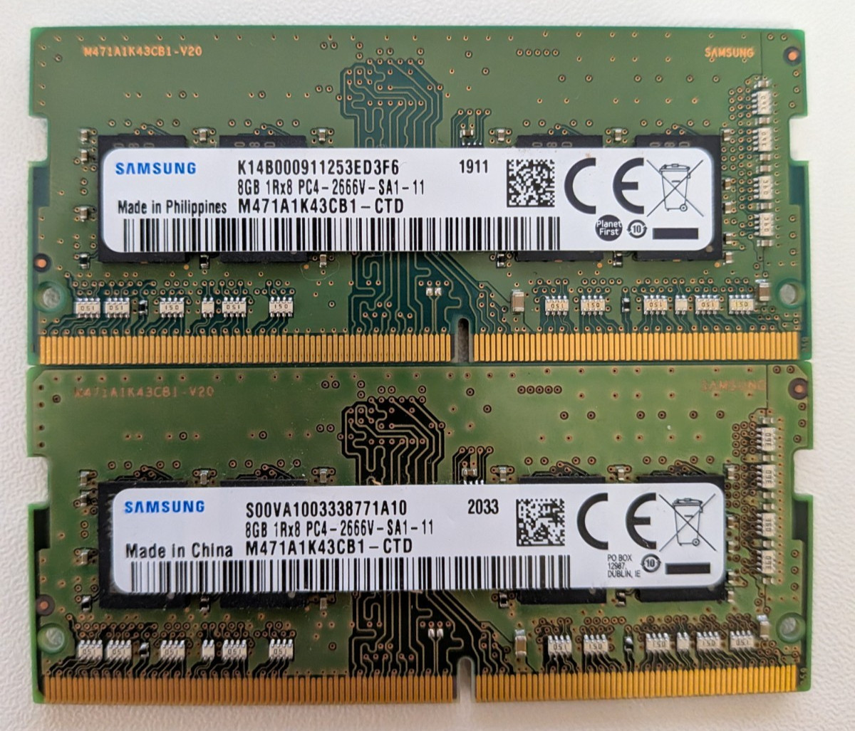 Samsung 8GB DDR4-2666 Laptop RAM 260-Pin SO-DIMM PC4-2666V M471A1K43CB1-CTD 1Rx8