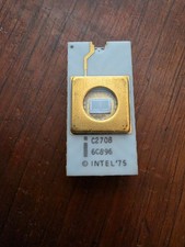 Vintage Intel C2708 EPROM White Ceramic Gold Pins Windowed Die Visible INTEL '75 picture