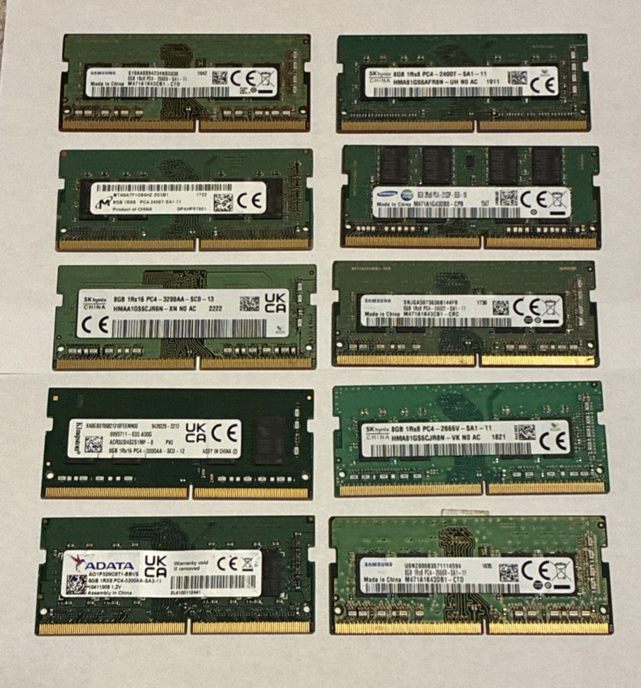 Lot of 10 8GB DDR4 PC4 Laptop Memory RAM 260-PIN MixBrand Model. Tested Lot of 10 8GB DDR4 PC4 Laptop Memory RAM 260-PIN MixBrand Model. Tested