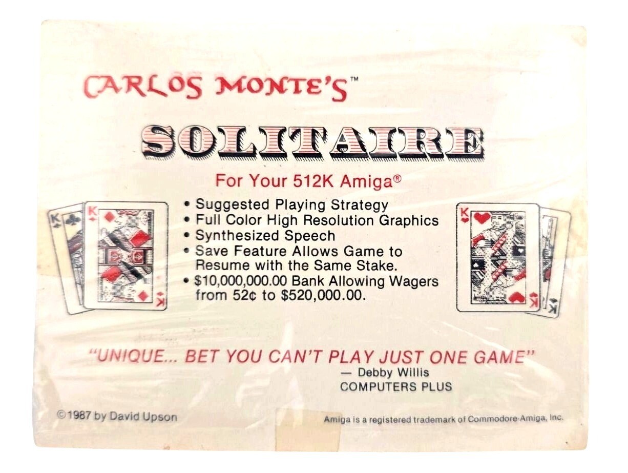 Carlos Monte\'s BLACKJACK / SOLITAIRE 1986 Commodore AMIGA 512k A1000+ up Carlos Monte\'s BLACKJACK / SOLITAIRE 1986 Commodore AMIGA 512k A1000+ up