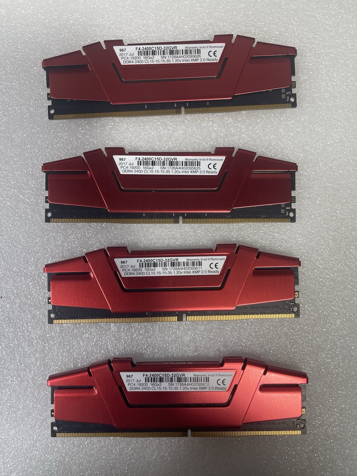 G.SKILL Ripjaws ddr4 2400 64gb (16Gx4) ram kit F4-2400C15D-32GVR, fully tested. G.SKILL Ripjaws ddr4 2400 64gb (16Gx4) ram kit F4-2400C15D-32GVR, fully tested.