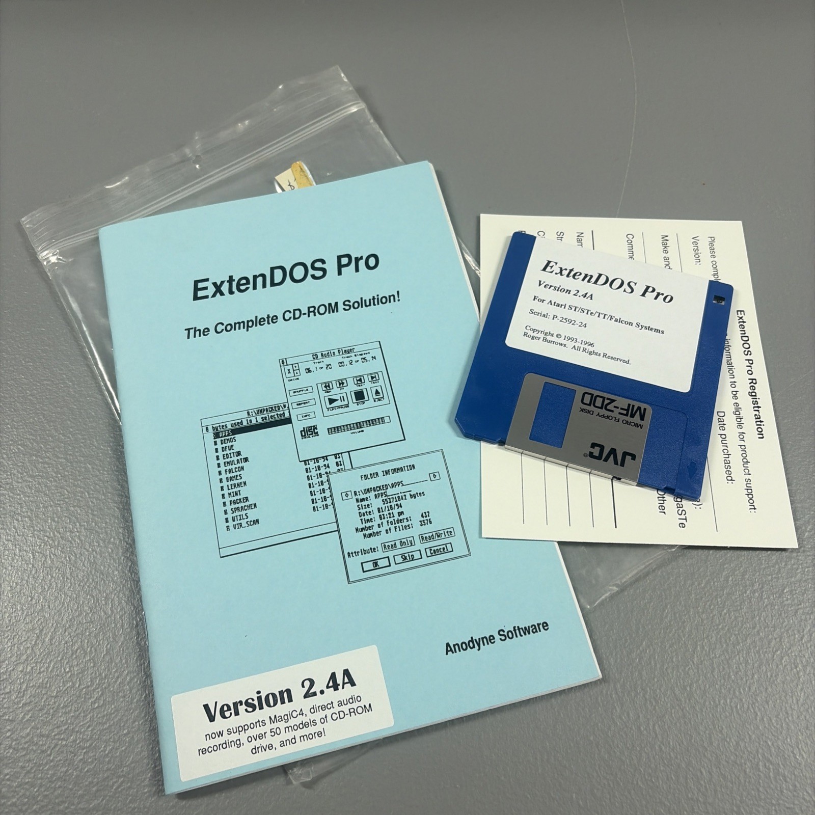 Vintage Software Package ExtenDOS Pro Atari CD-Rom Solution Anodyne Software 90s Vintage Software Package ExtenDOS Pro Atari CD-Rom Solution Anodyne Software 90s