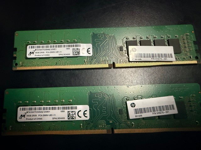 Micron 16gb Ddr4-2666V 2rx8  GET 2 MODULES OF 16GB TOTAL 32 GB @THIS PRICE