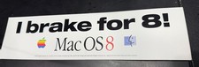 Vintage 1997 Apple Mac OS 8 I Brake For 8 Bumper Sticker Rainbow Apple Logo picture