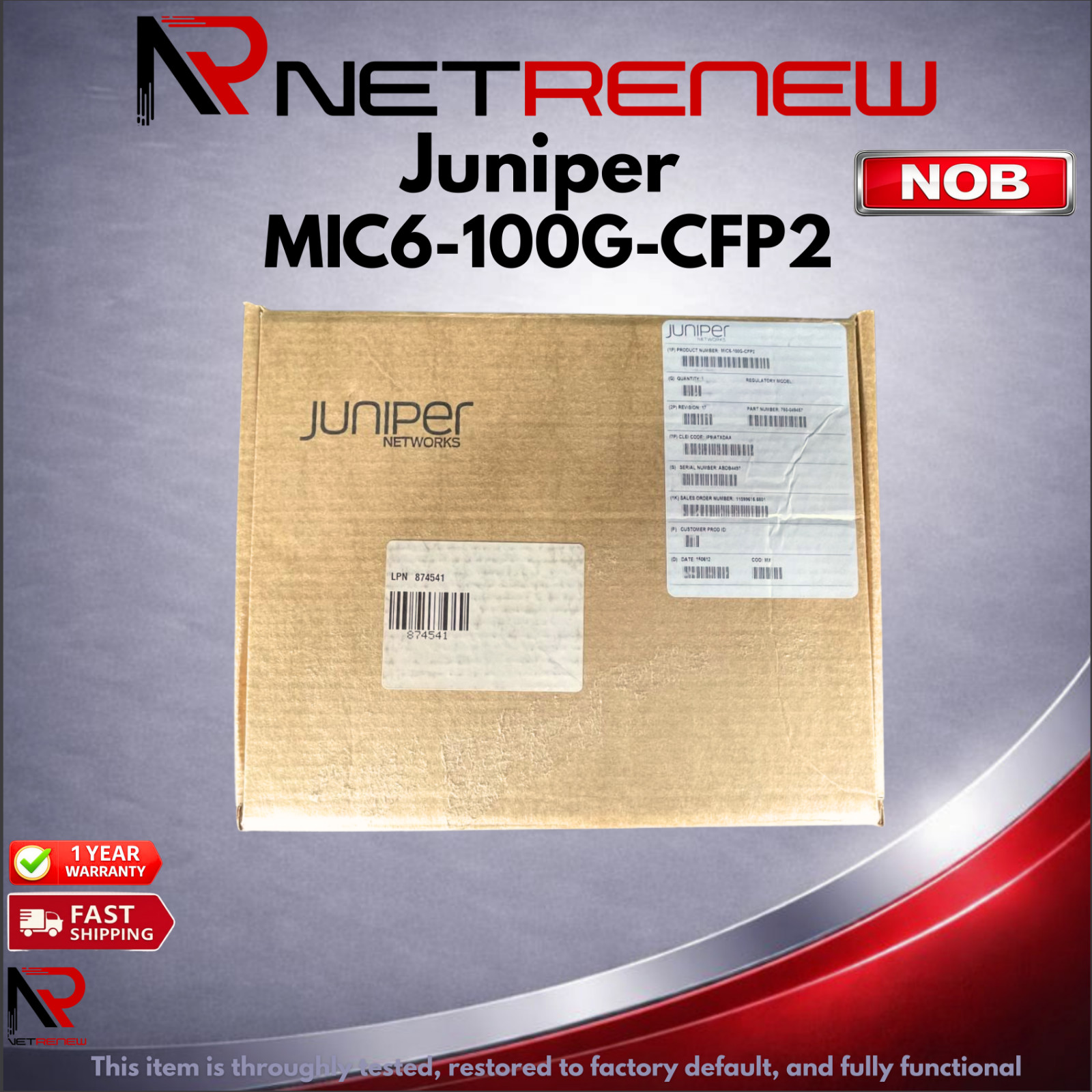 NOB Juniper MIC6-100G-CFP2 MX Series 2x100G CFP2 Ethernet OTN MIC NOB Juniper MIC6-100G-CFP2 MX Series 2x100G CFP2 Ethernet OTN MIC