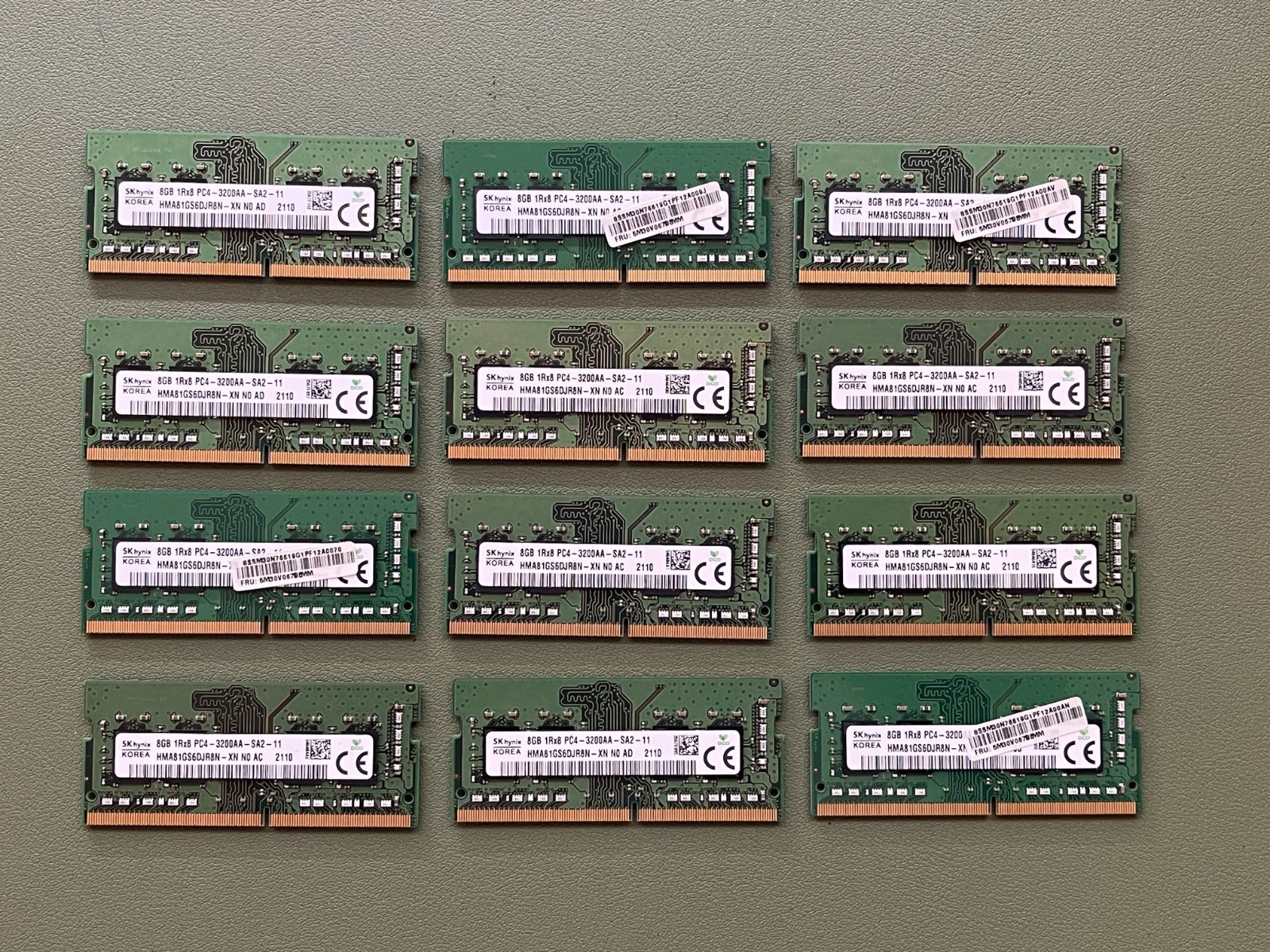 (LOT of 12) SK hynix 8GB DDR4 260-Pin PC4-3200AA 1Rx8 RAM HMA81GS6DJR8N-XN
