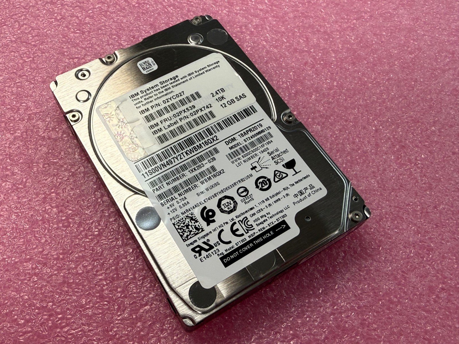 IBM 02YC027 Seagate ST2400MM0129 2.4TB 10K SAS 12Gb/s 2.5