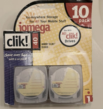 Iomega Clik 40MB 10-Pack New Sealed PocketZip Disks Vintage Media NOS picture