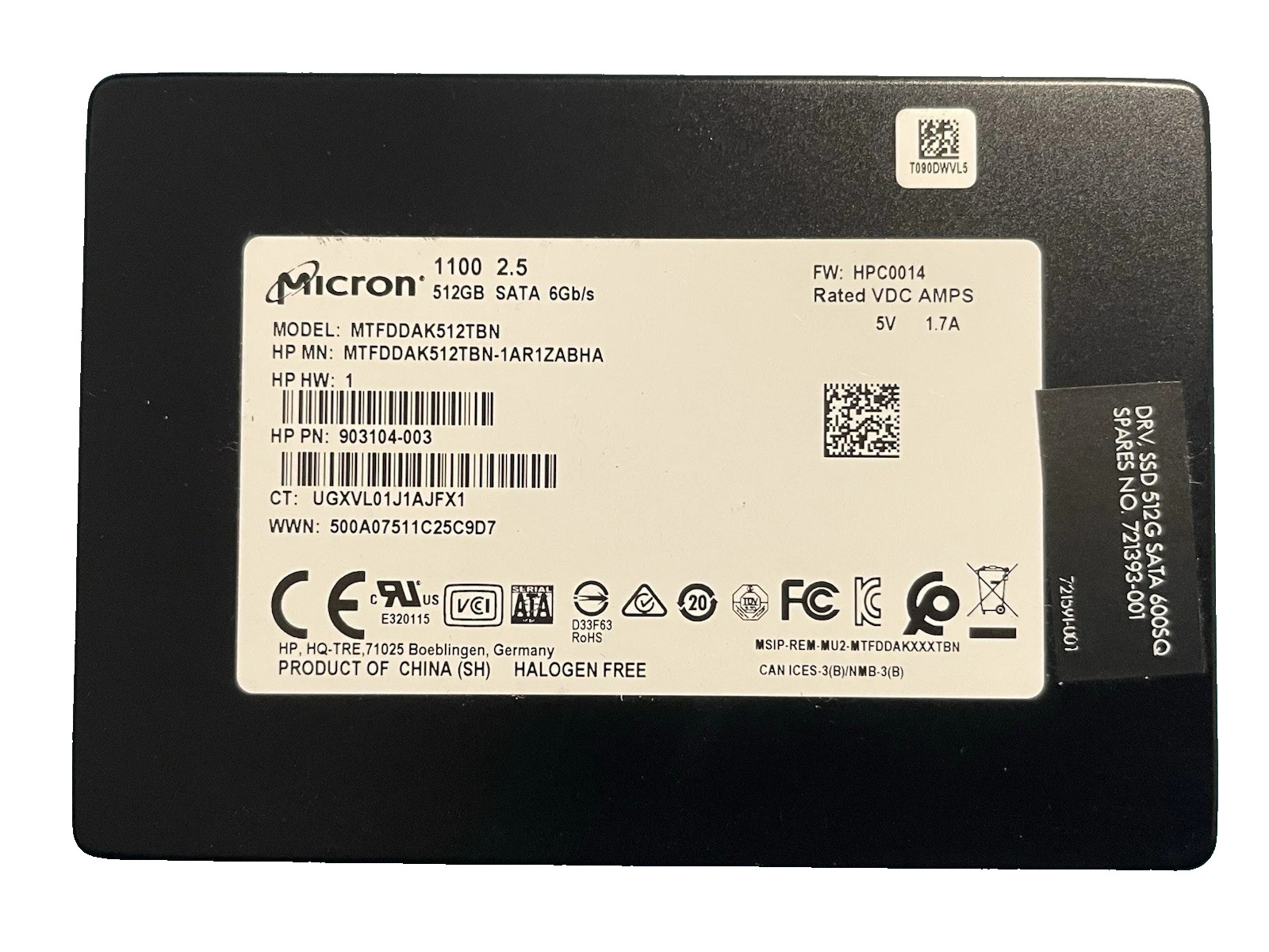 Micron 1100 MTFDDAK512TBN 512GB SSD SATA III 2.5in Laptop/PC Solid State Drive Micron 1100 MTFDDAK512TBN 512GB SSD SATA III 2.5in Laptop/PC Solid State Drive