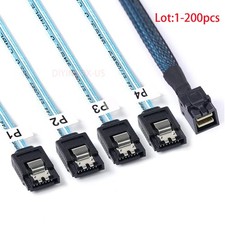 Lot Mini SAS SFF-8643 To 4 SATA 7pin Hard Disk 6Gbps Data Server Raid Cable 1M picture