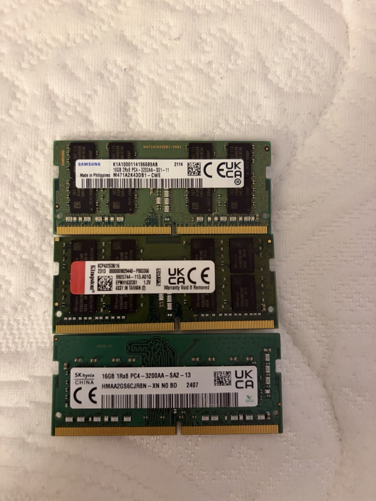 Assorted 48GB DDR4 Laptop RAM Lot SO-DIMM 3200MHz 3x 16GB Kingston Samsung Hynix Assorted 48GB DDR4 Laptop RAM Lot SO-DIMM 3200MHz 3x 16GB Kingston Samsung Hynix