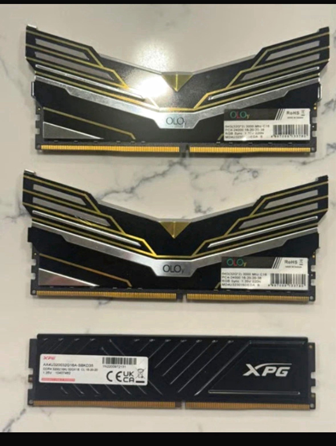 OLOy Warhawk RGB + XPG D35 96GB (3x32GB) DDR4-3200 DIMM DDR4 SDRAM