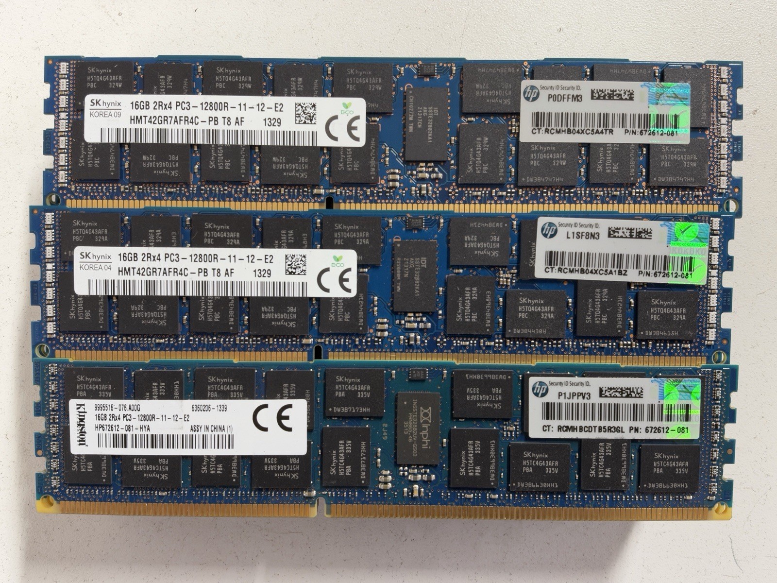 Lot Of 30 Kingston/Skhynix 16GB 2Rx4 PC3-12800R Server Memory RAM HP 672612-081 Lot Of 30 Kingston/Skhynix 16GB 2Rx4 PC3-12800R Server Memory RAM HP 672612-081