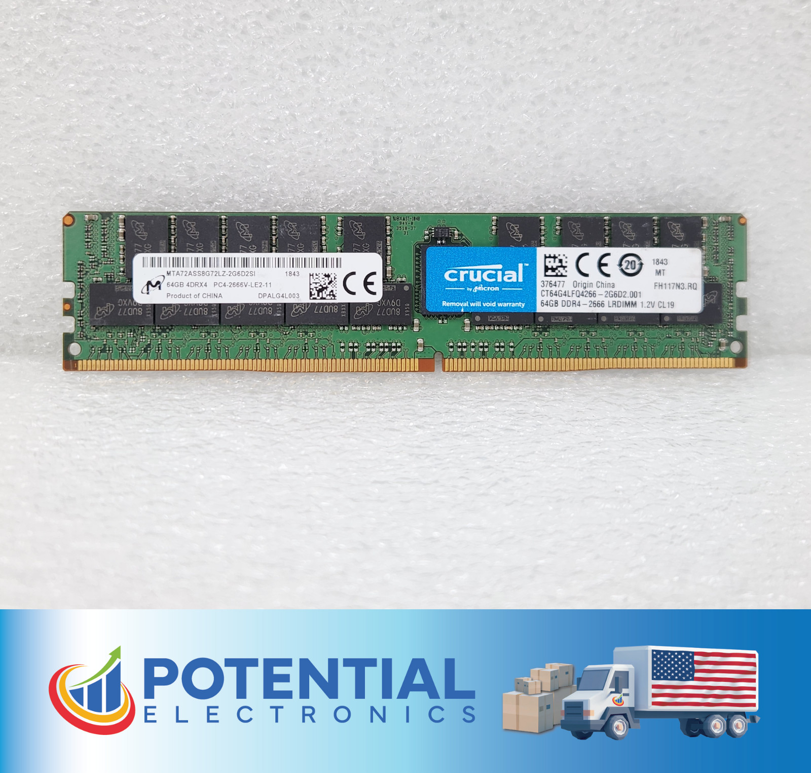 Micron MTA72ASS8G72LZ-2G6 64GB (1x64GB) 4DRx4 PC4-2666V DDR4 Server Memory Micron MTA72ASS8G72LZ-2G6 64GB (1x64GB) 4DRx4 PC4-2666V DDR4 Server Memory