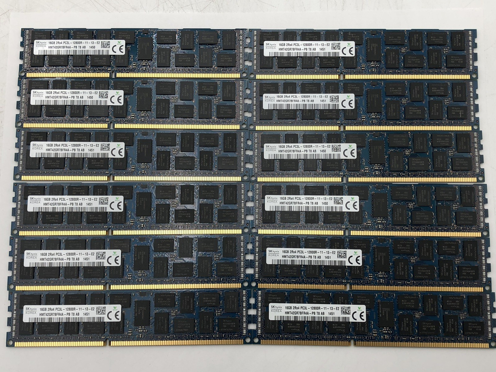 Lot of 12 SK Hynix 16GB 2Rx4 PC3L-12800R-11-13-E2 DDR3 ECC RAM HMT42GR7BFR4A-PB Lot of 12 SK Hynix 16GB 2Rx4 PC3L-12800R-11-13-E2 DDR3 ECC RAM HMT42GR7BFR4A-PB