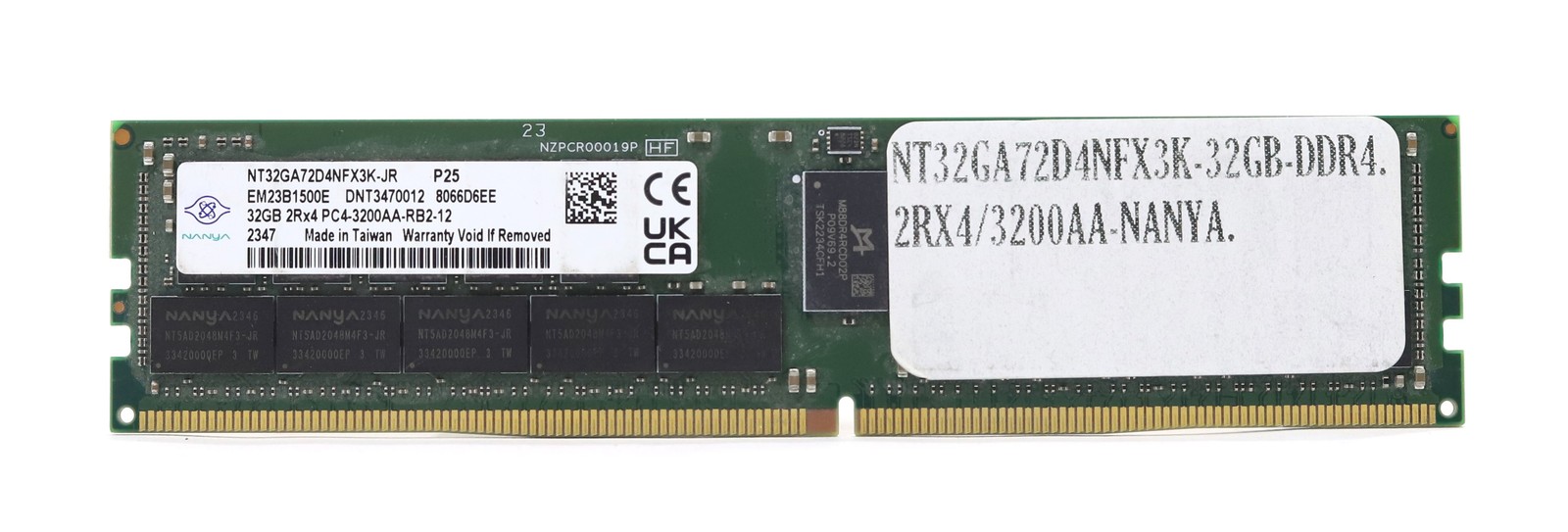 Nanya 32GB 2Rx4 PC4-3200AA-RB2-12 ECC REG Server Memory P/N: NT32GA72D4NFX3K-JR Nanya 32GB 2Rx4 PC4-3200AA-RB2-12 ECC REG Server Memory P/N: NT32GA72D4NFX3K-JR