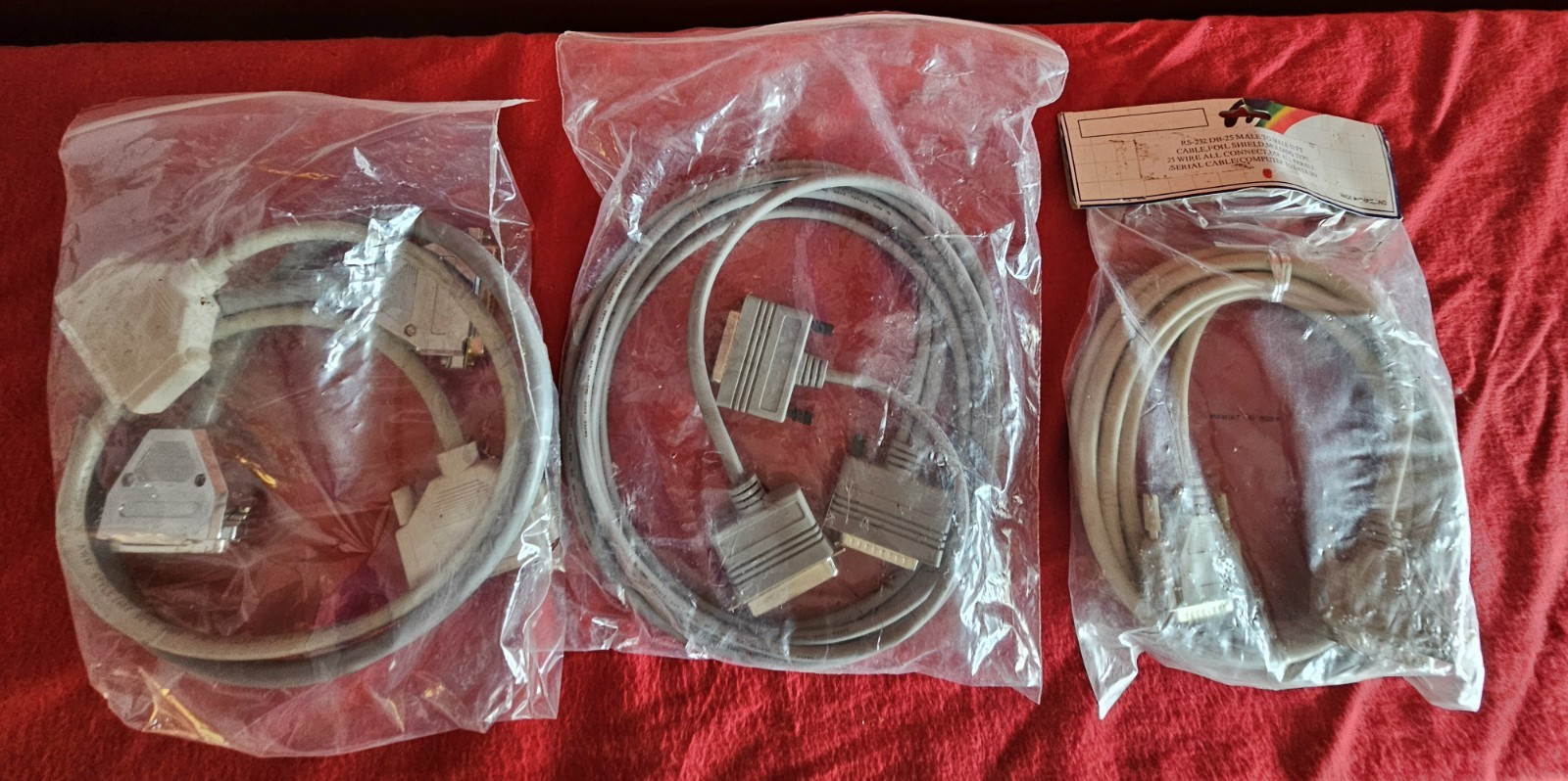 Vintage Computer Cable Lot RS-232 DB25 Serial Parallel Printer Cables NEW & USED
