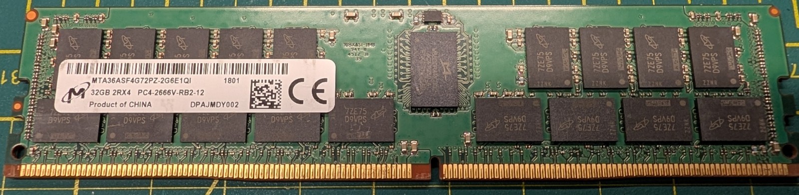 Micron 32GB 2Rx8 PC4-2666V ECC REG Server Memory - MTA36ASF4G72PZ-2G6E1QI Micron 32GB 2Rx8 PC4-2666V ECC REG Server Memory - MTA36ASF4G72PZ-2G6E1QI