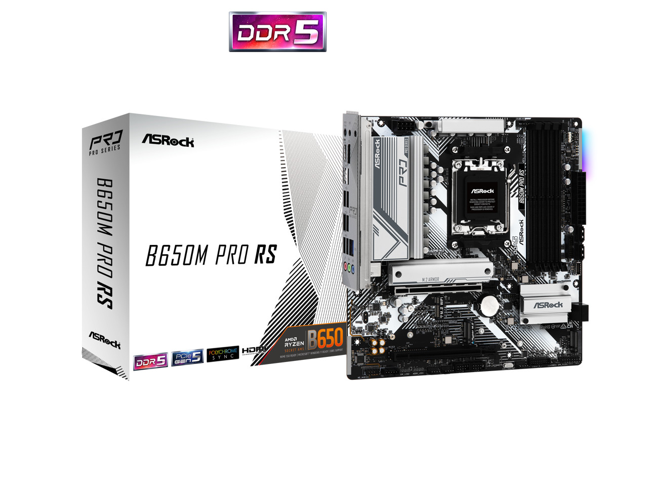 ASRock B650M PRO RS AM5 AMD B650 SATA 6Gb/s Micro ATX Motherboard