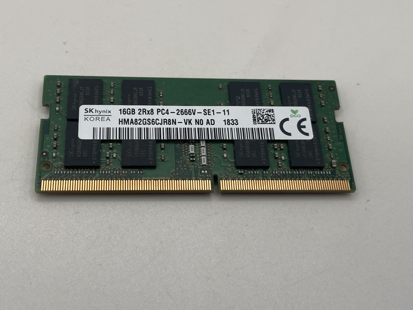 SK Hynix 16GB (1x16GB) 2666MHz HMA82GS6CJR8N-VK 2Rx8 PC4-2666V DDR4 Laptop RAM